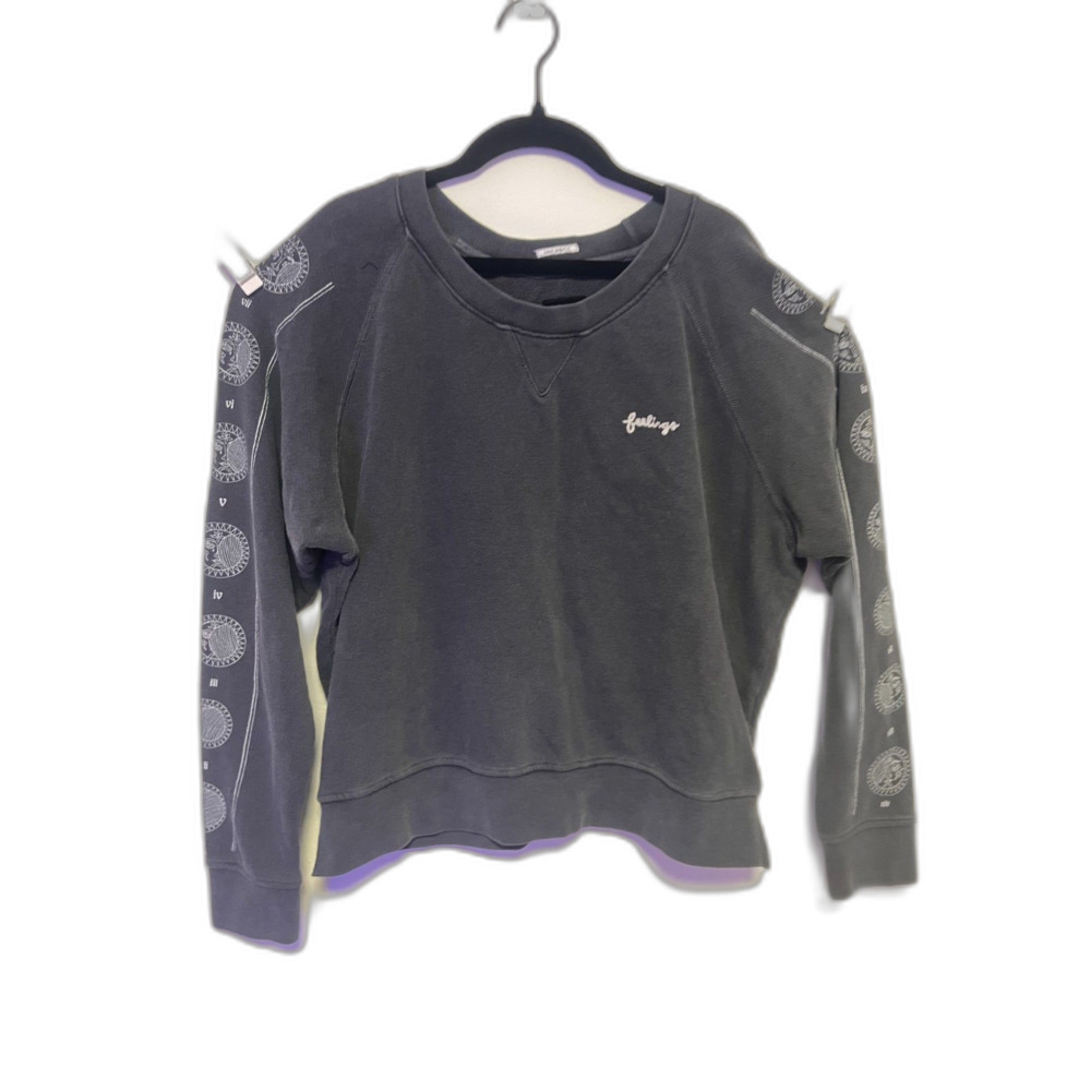 MOTHER Don’t Sweat It Feelings Embroidered Graphic Sleeve Sweatshirt M